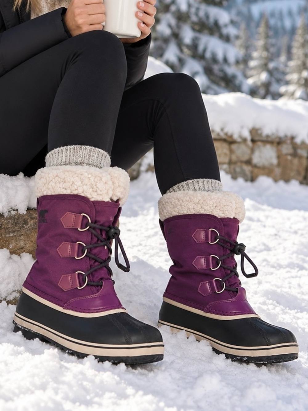 Sorel Women's Purple and Black Winter Lace-Up Snow Boots 5/6
